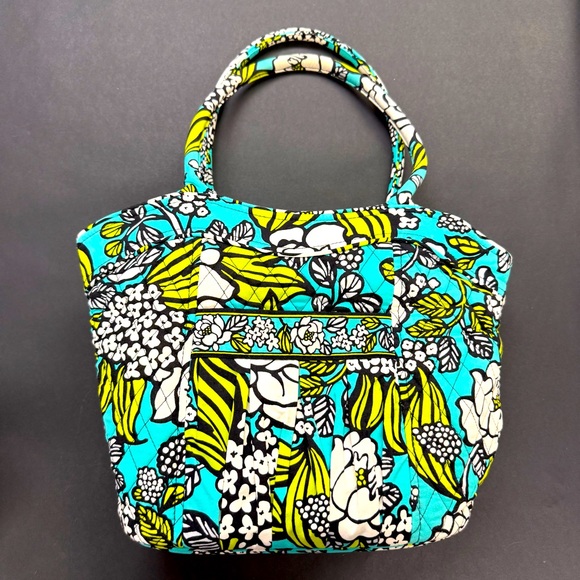 Vera Bradley island blooms Floral Patterned bucket Tote Bag seafoam lime - Picture 1 of 8